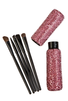 Handmade Rhinestone Makeup Brush Set MIS0934 - Rose Red