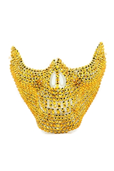 Skull Half Face Rhinestone Face Mask MIS0960 - Gold