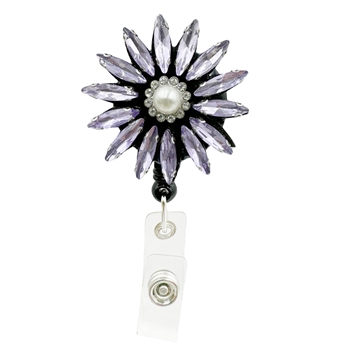 Flower Rhinestone Badge Holder Buckle MIS1007 - Purple