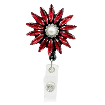 Flower Rhinestone Badge Holder Buckle MIS1007 - Red