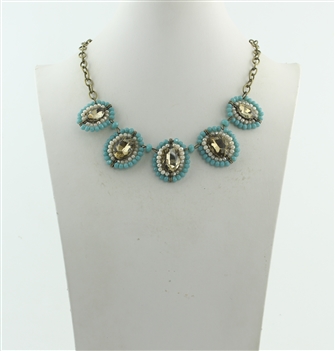 Five Crystal Pendant Necklaces N2194 - Blue