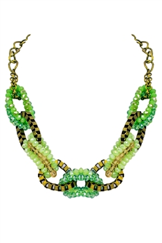 Interlocking Crystal Necklace N2252 - Green