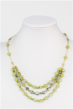 Three-layer Crystal Necklace N2356 - Green