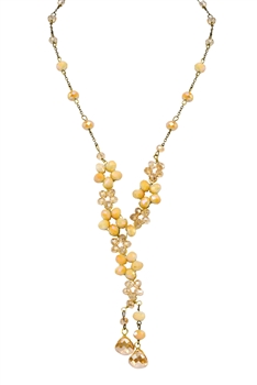Crystal Beaded Tassel Necklace N2363 - Champagne