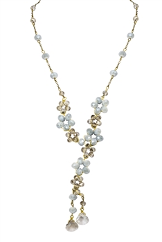 Crystal Beaded Tassel Necklace N2363 - Grey