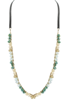 Crystal Leather Necklaces N2429 - Green