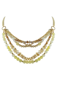 Multi-layer Crystal Necklaces N2493 - Champagne