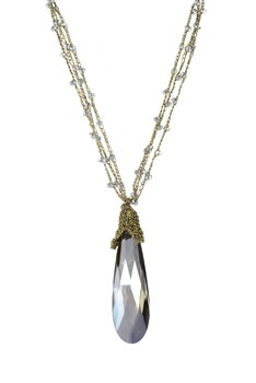 Charm Waterdrop Crystal Long Necklaces N2614 - Green