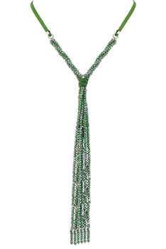 Long Crystal Beaded Necklace N2670 - Green