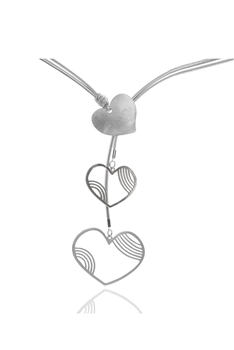 Hollow Heart Pendant Necklaces N3696 - Silver