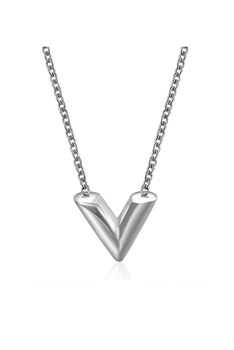 V Stainless Steel Necklace N3857 - Silver