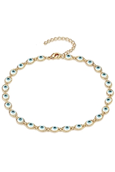 Evil Eye Chain Necklace N3965 - Turquoise