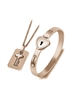 Key & Lock Stainless Steel Necklace Bracelet N4053 - Rose Gold