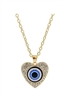 Evil Eye Heart Rhinestone Necklace N4058