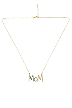 Mom Zircon Chain Necklace N4303 - Gold