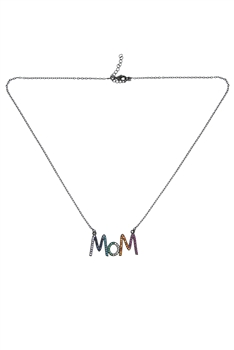 Mom Zircon Chain Necklace N4303 - Gun Metal