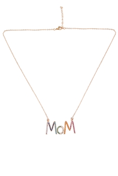 Mom Zircon Chain Necklace N4303 - Rose Gold