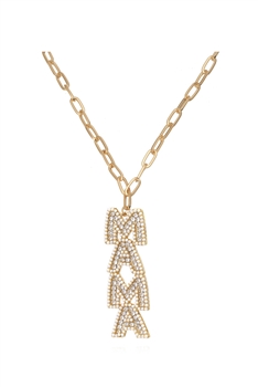 MAMA Rhinestone Pearl Chain Necklace N4386