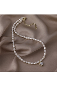 Heart Irregular Fresh Water Pearl Bead Necklace N4443