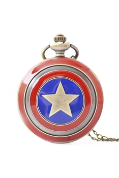Captain America Shield Stars Pocket Watch N4937