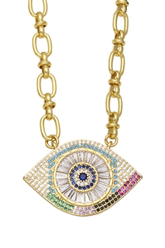 Evill Eye Cubic Zirconia Chain Necklace N4960