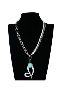 Heart Pendant Chain Pearl Necklace N5050