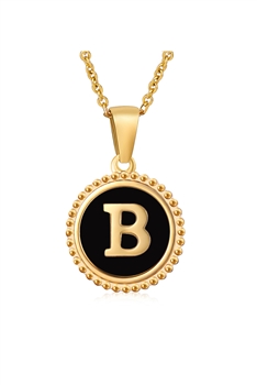 Circle Alphabet Stainless Steel Necklace N5152 - B