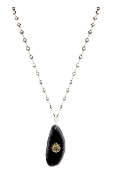Irregular Agate Pendant Crystal Bead Necklace N5318