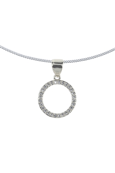 Circle Zircon Pendant For Necklace Bracelet P0571 - Pendant-18inches Necklace -SL