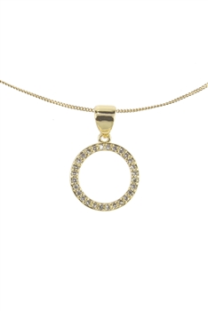 Circle Zircon Pendant For Necklace Bracelet P0571 - Pendant-24inches Necklace -GD