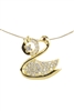 Swan Zircon Pendant For Necklace Bracelet P0587 - Pendant-18inches Necklace -GD