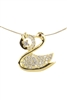 Swan Zircon Pendant For Necklace Bracelet P0587 - Pendant-24inches Necklace -GD