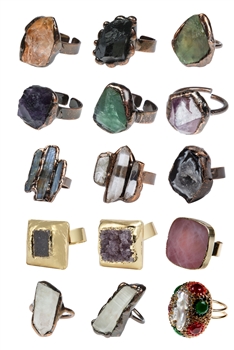 Sample Pack of 12 Natural Stone Rings R0050