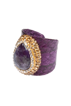 Natural Stone Leather Rings R2034 - Amethyst