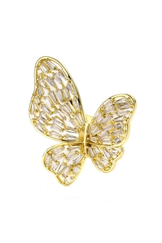 Butterfly Cubic Zirconia Rings R2491 - Gold