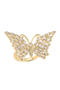 Butterfly Cubic Zirconia Rings R2493 - Gold