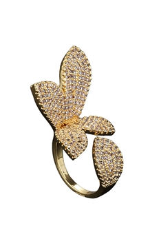 Floral Cubic Zirconia Rings R2501 - Gold