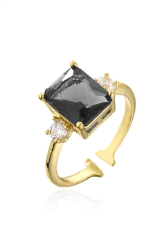 Square Cubic Zirconia Rings R2505 - Gold