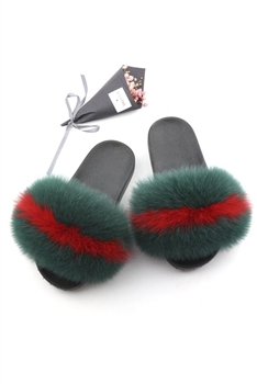 Fox Fur Plush Slippers SH0012-GR