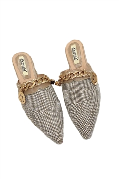 Rhinestone Chain Sandals Slippers SH0029-Brown