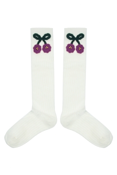3D Cherry Mid-calf Socks SK0042 - Beige