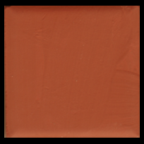 A square ceramic tile placed against a black background. The tile is painted with opaque brownish red paint to demonstrate how the paint behaves on ceramic as well as its opacity. This paint is completely opaque.