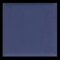 A square ceramic tile placed against a black background. The tile is painted with opaque  purplish blue paint to demonstrate how the paint behaves on ceramic as well as its opacity. This paint is completely opaque.