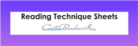 A graphic with a vertical purple gradient around a white rectangle. The rectangle has the words Reading Technique Sheets in a bold round font over the Creative Paradise logo.