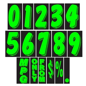 11Â½ Chartreuse and Black Numbers