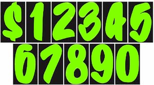 7Â½ Inch Chartreuse Designer Numbers