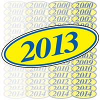Blue and Yellow Oval Year Sign