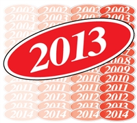 White and Red Oval Year Sign