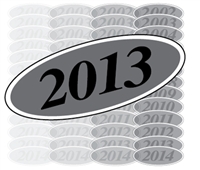 Black and Silver Oval Year Sign