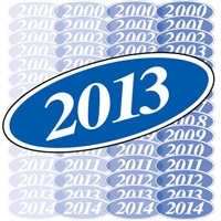 White and Blue Oval Year Sign